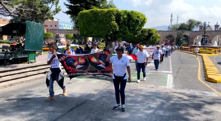 Galleros y taurinos marchan en Morelia, piden respetar las tradiciones