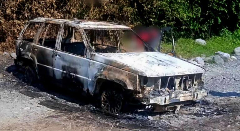 Vecino de Aquila es hallado calcinado junto con su camioneta en una brecha